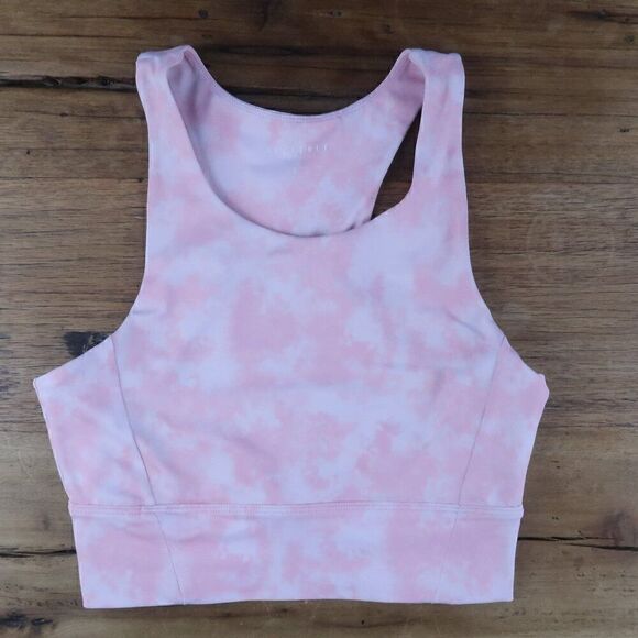 ALL FENIX PINK TYE DIE LONG LINE UNPADDED SPORTS BRA SIZE LARGE - Picture 1 of 6